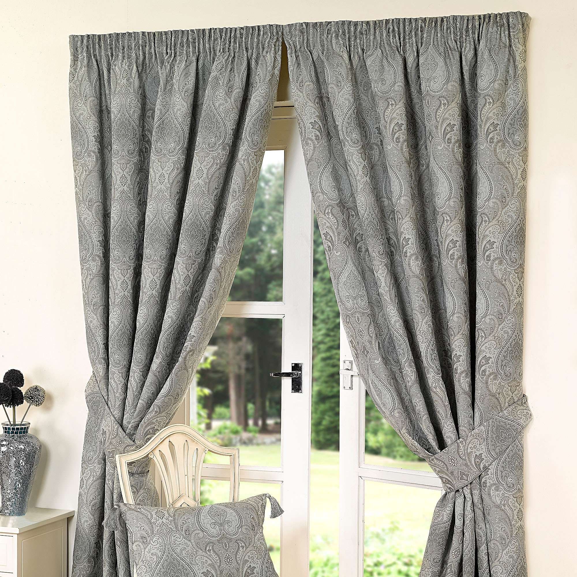 duck egg blue and silver curtains