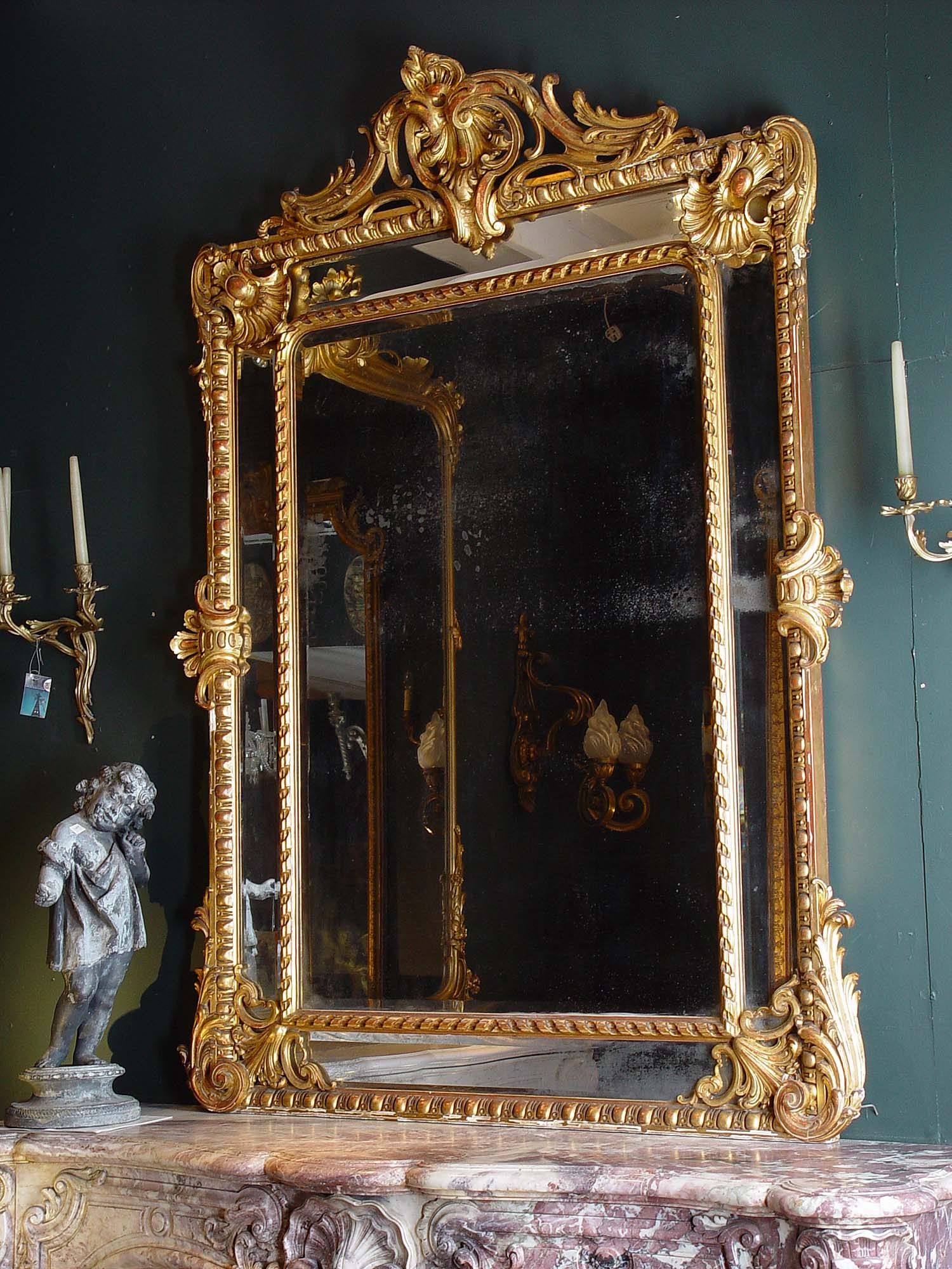 Dining Room Mirror Antique Mirrors Antique Large French Gilded For Antique Wall Mirrors Large (View 7 of 15)