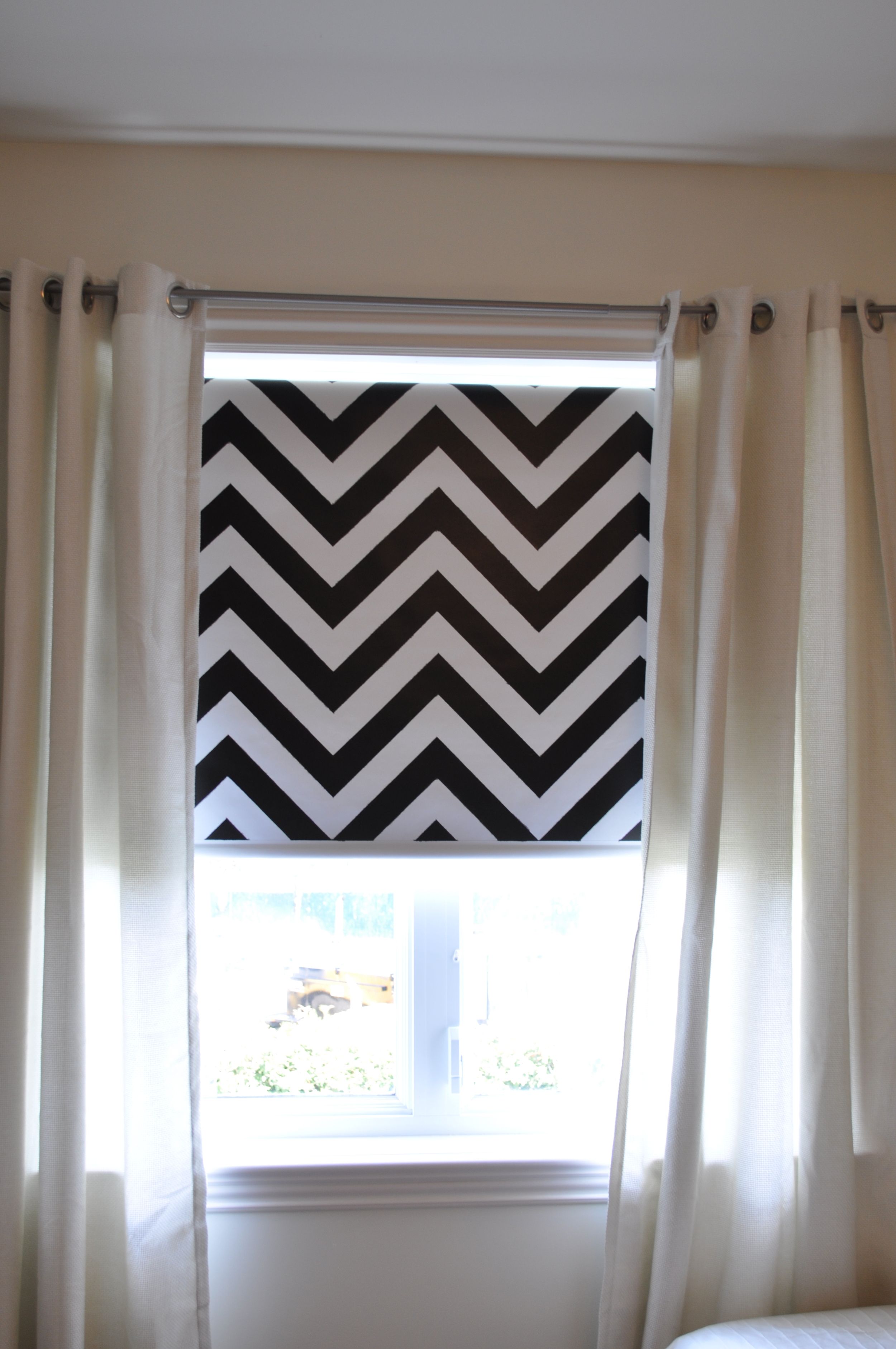Diy Chevron Roller Blind Vinyls Grey And Chevron Throughout Black And White Roman Blinds (View 6 of 15)