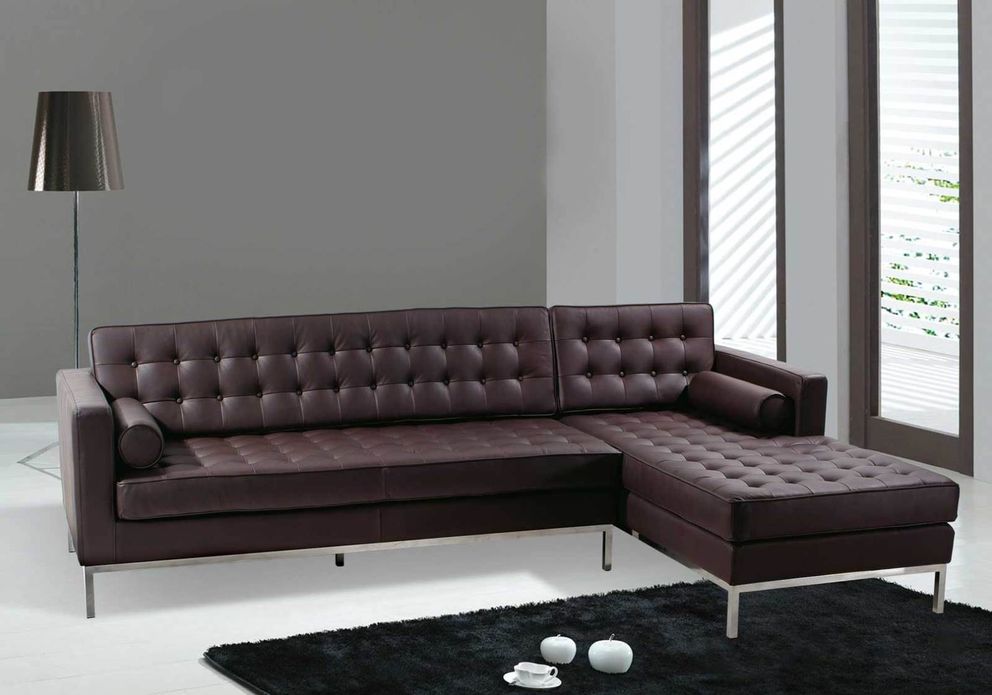 baxton studio dobson black leather modern sectional sofa