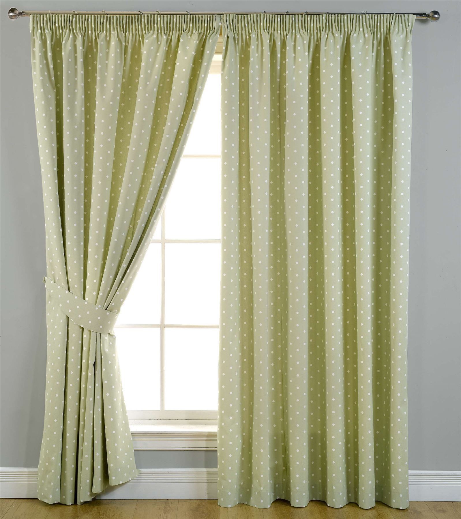 Dolly Blackout Curtains Polka Dots Pastel Spots Ready Made Pair Intended For Pencil Pleat Blackout Curtains (View 7 of 15)