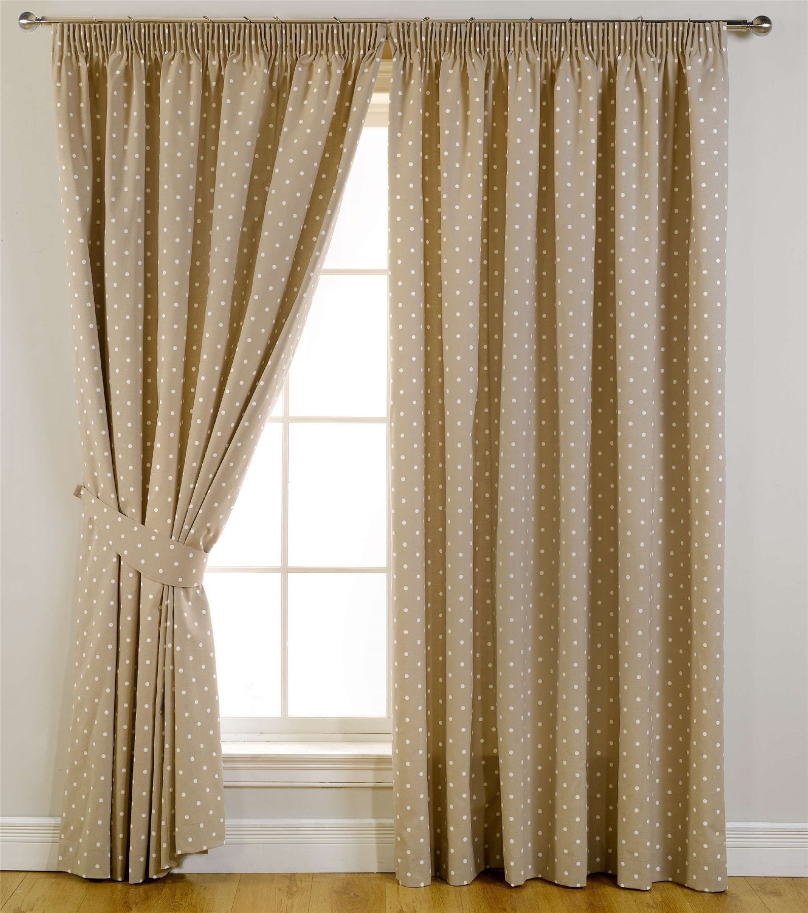 Dolly Blackout Curtains Polka Dots Pastel Spots Ready Made Pair Throughout Pencil Pleat Blackout Curtains (View 3 of 15)