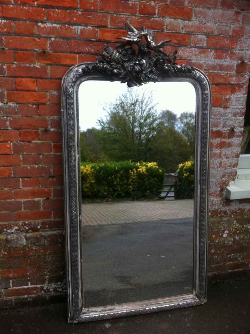 Early 19th Century Large French Silvered Ornate Mirror Antique Regarding Large French Mirror (View 4 of 15)
