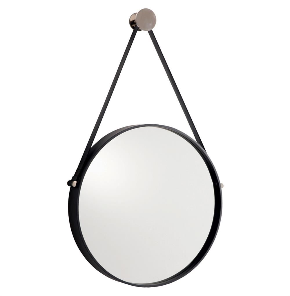 Expedition Iron Round Mirror With Leather Strap Home Entry Intended For Leather Round Mirror (Photo 3 of 15)