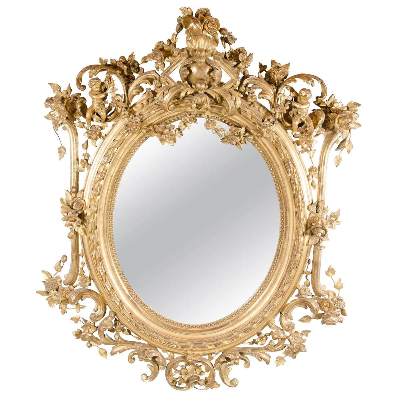 Extraordinary 19th Century French Carved Gilt Cherub Rococo For Rococo Mirror (View 15 of 15)