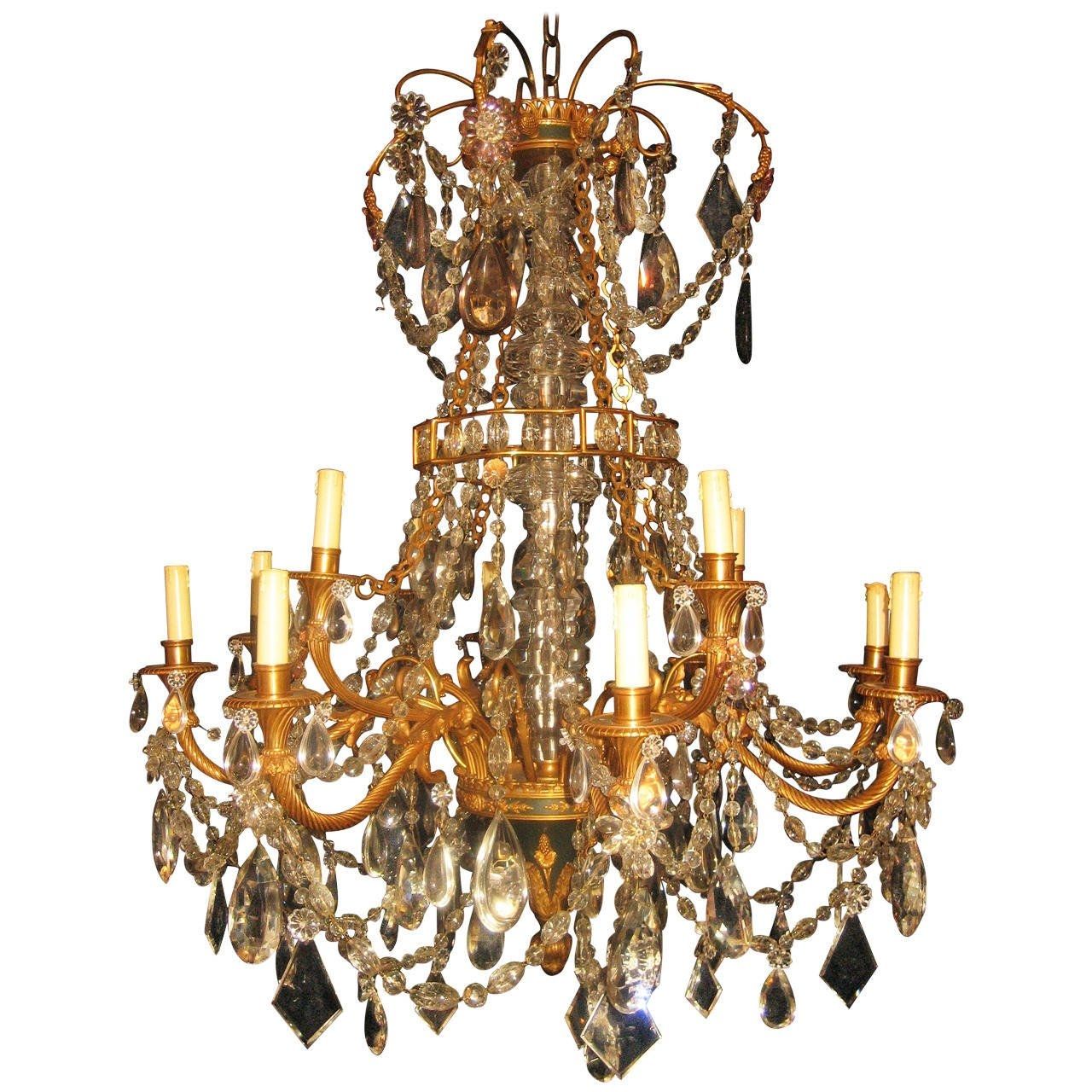Fine Antique French Louis Xvi Style Gilt Bronze And Cut Crystal With Regard To French Style Chandelier (View 13 of 15)