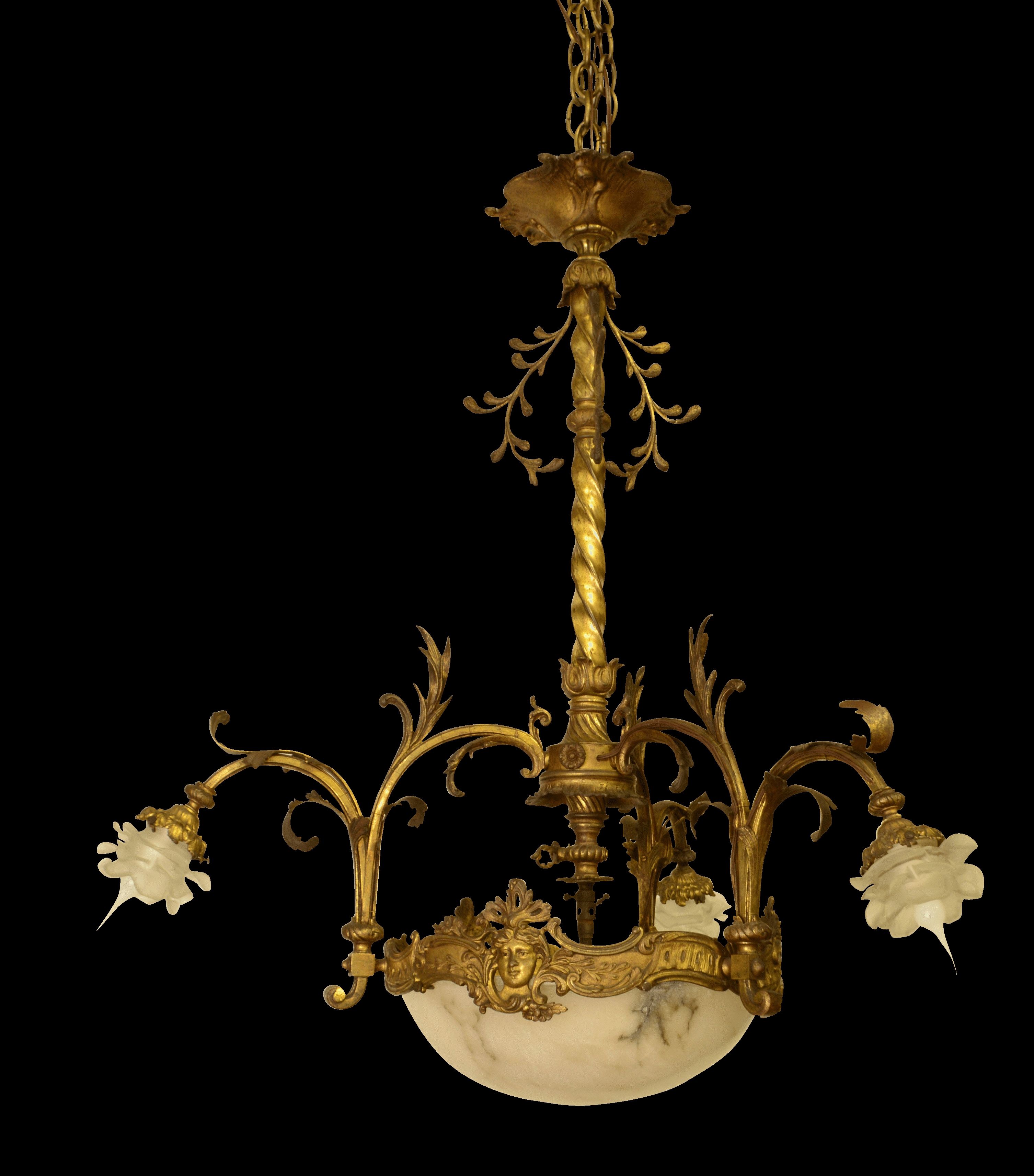French Alabaster Chandelier New In Stock Antique 19th Century In French Glass Chandelier (View 4 of 15)