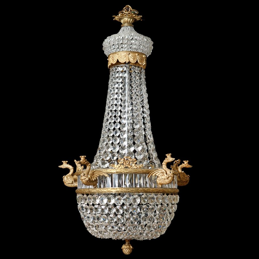 French Antique Five Light Empire Style Chandelier With Cut Pertaining To French Antique Chandeliers (Photo 1 of 15)