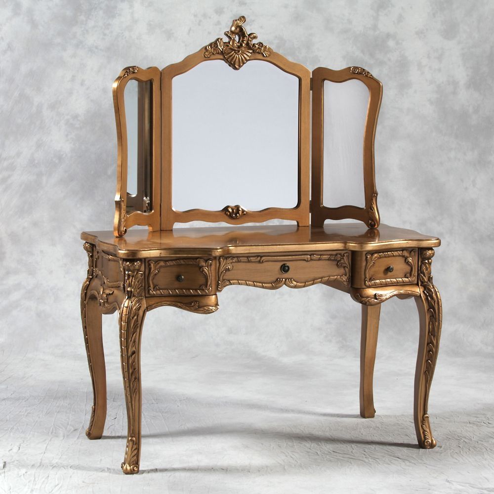 French Style Dressing Table With Mirror In Cream In French Style Dressing Table Mirror (View 4 of 15)