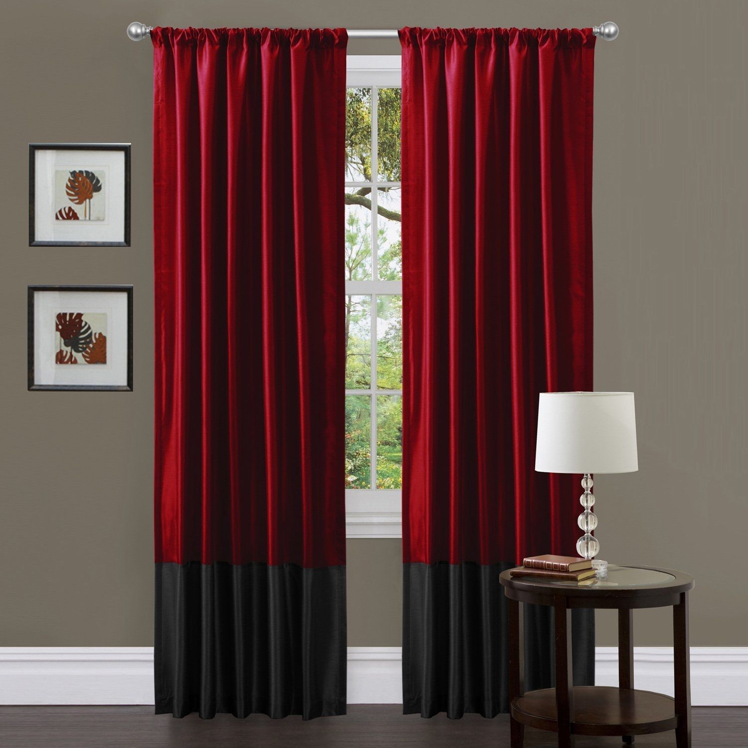 Furniture Extra Long Curtains With Red Curtain And Standing Lamp Pertaining To Extra Long Red Curtains (Photo 1 of 15)