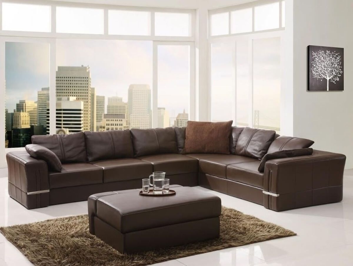dobson top grain leather sofa