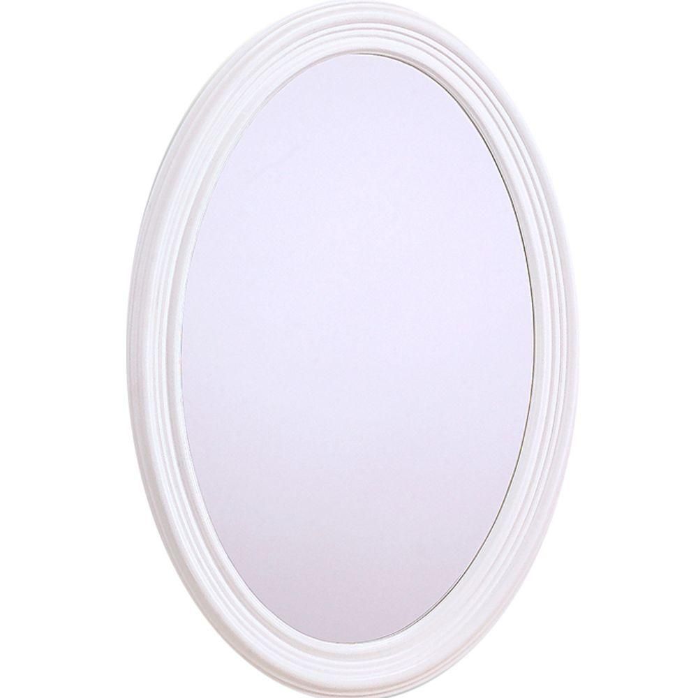 Glacier Bay Napoli 31 In X 21 In Oval Mirror In White 209307 Intended For Oval White Mirror (View 6 of 15)