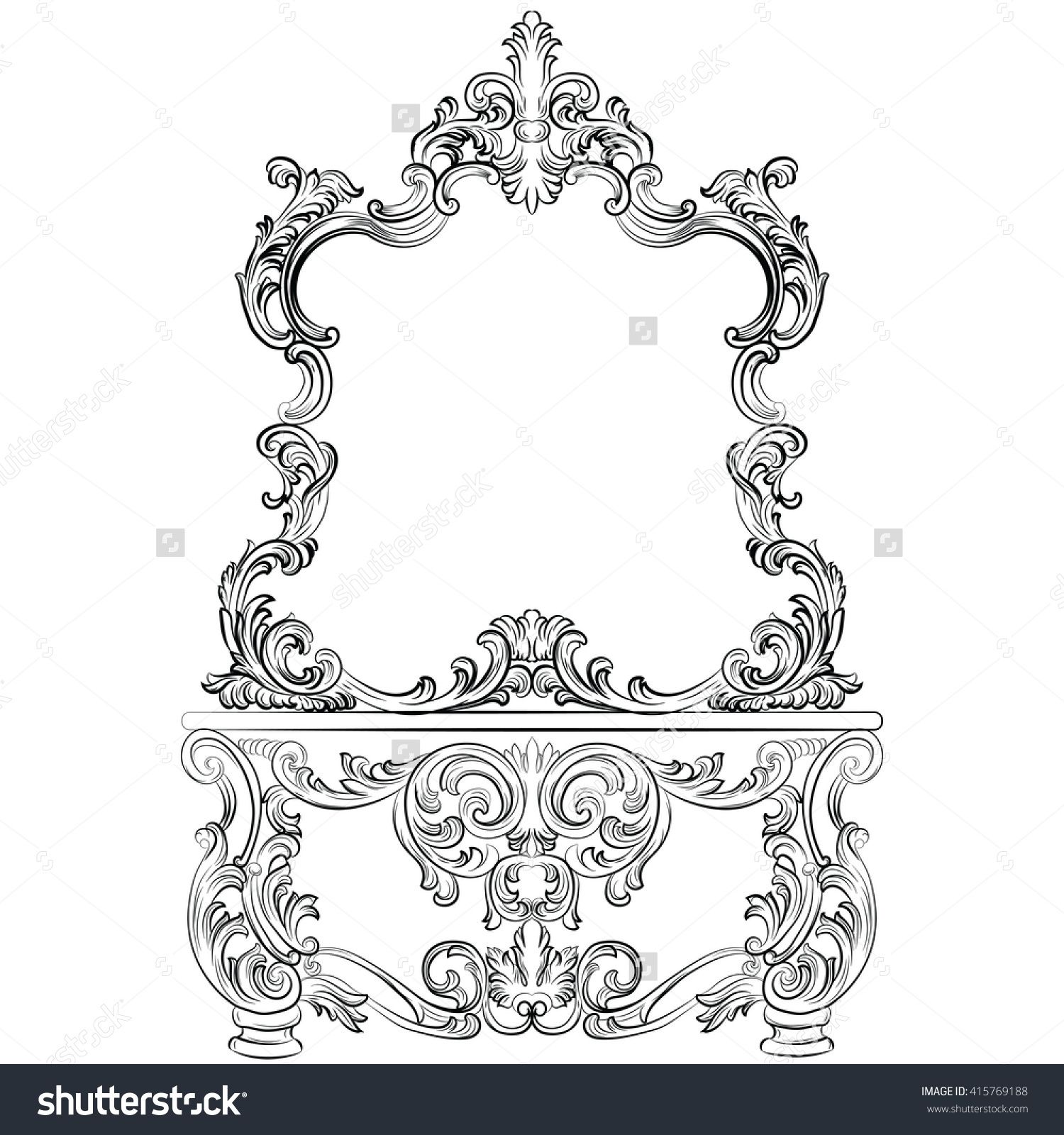 Glamorous Fabulous Baroque Rococo Console Table Stock Vector In Baroque Style Mirrors (Photo 15 of 15)