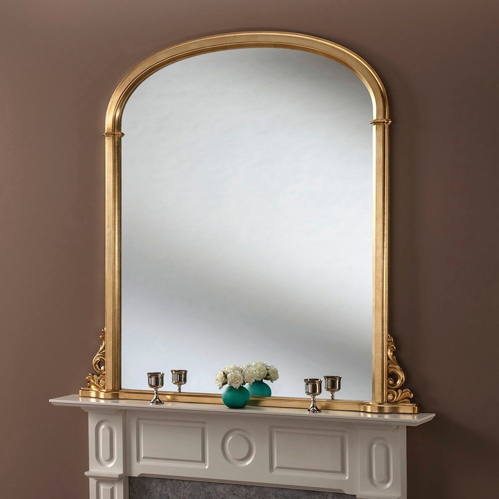 Gold Leaf Overmatle Mirror 81 X 122cm Exclusive Mirrors Within Large Overmantle Mirrors (View 2 of 15)