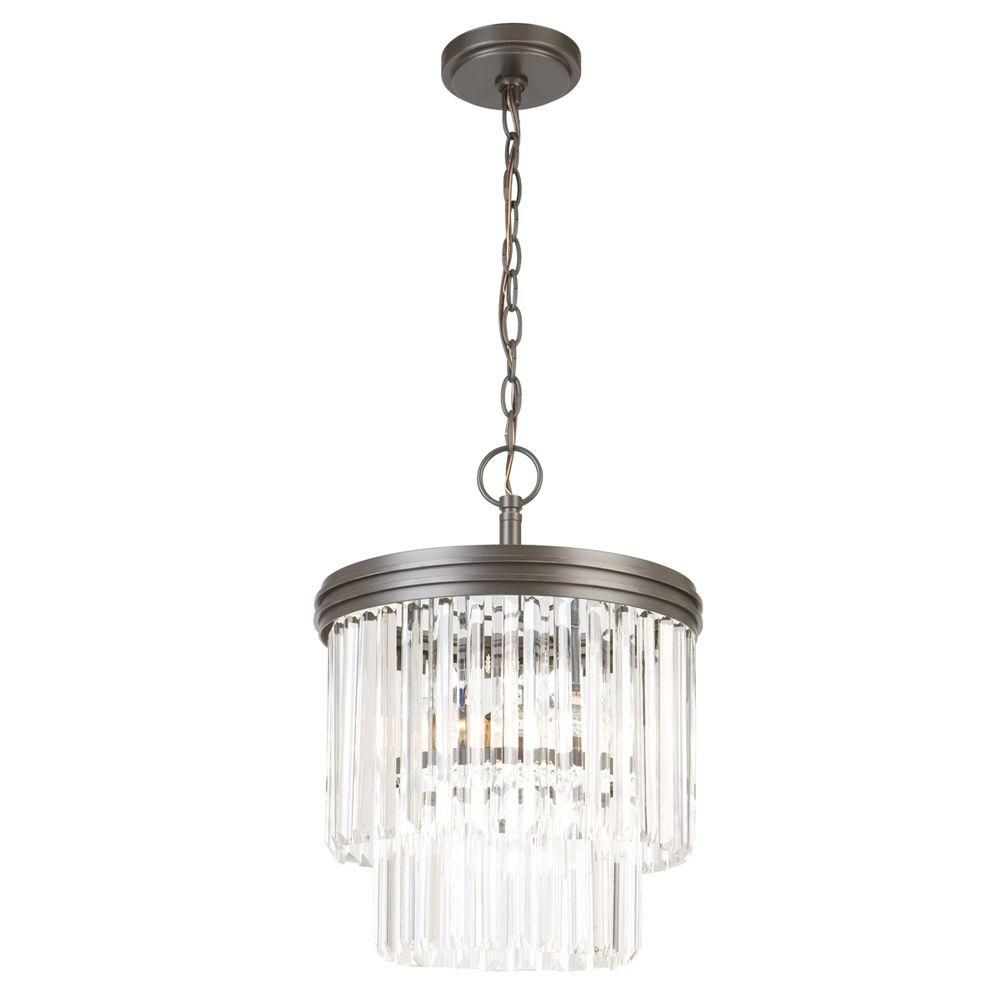 Hampton Bay 2 Light Oil Rubbed Bronze Crystal 2 Tier Chandelier Inside Bronze And Crystal Chandeliers (View 12 of 15)