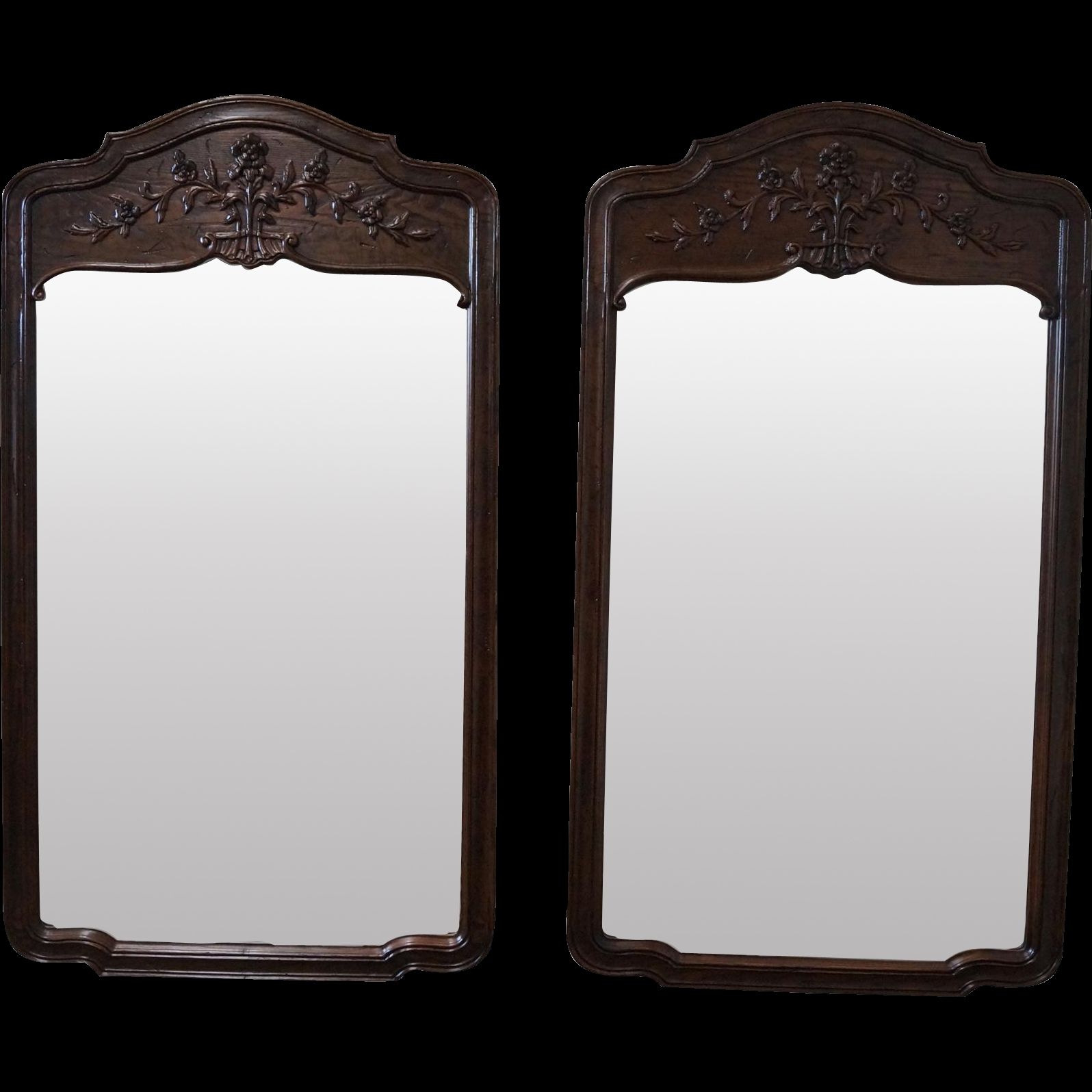 Henredon Four Centuries Pair Of Solid Oak Frame French Style Wall Intended For Large Oak Framed Mirror (View 10 of 15)