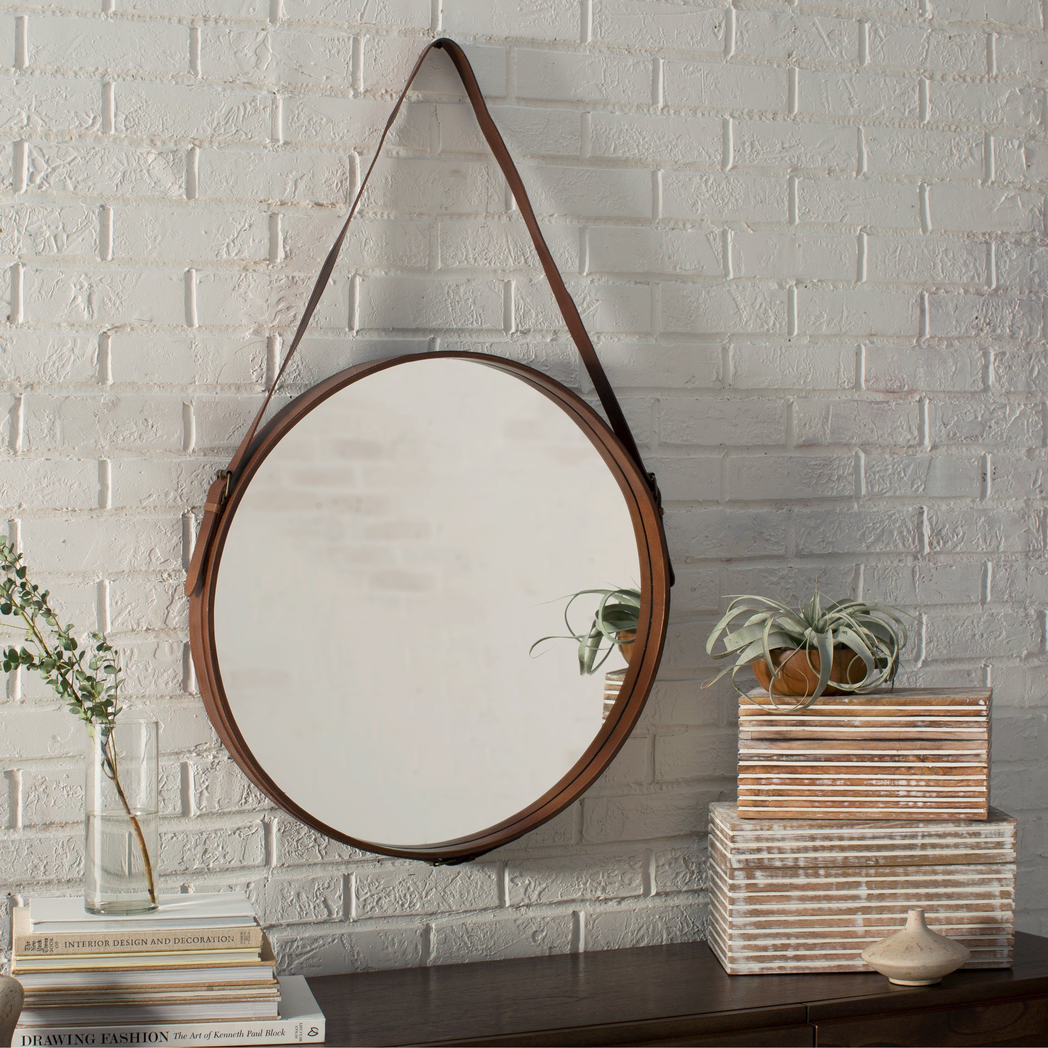 Hereford Leather Wall Mirror Reviews Joss Main With Regard To Leather Wall Mirrors (View 10 of 15)