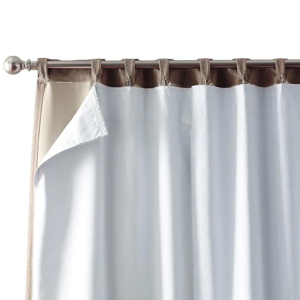 Home Decorators Collection White Blackout Back Tab Curtain Liner With Regard To White Curtains With Blackout Lining (Photo 5 of 15)