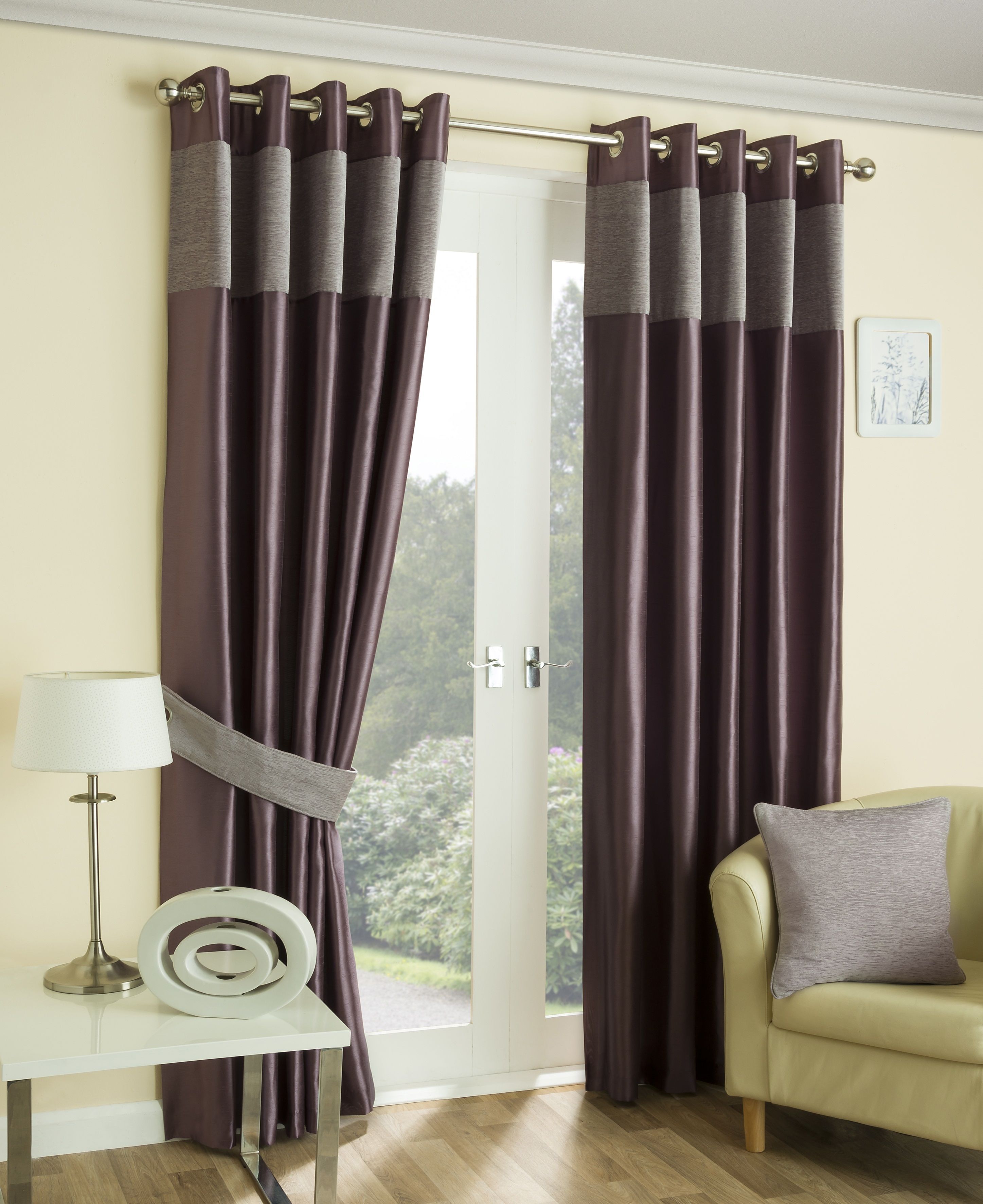 Homemaker Hilton Heather Natural Silver Lined Ready Made Eyelet Pertaining To Silk Ready Made Curtains (View 9 of 15)