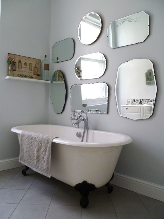 How To Hang A Display Of Vintage Mirrors Mirror Walls Grey And Intended For Antique Frameless Mirrors ?width=576