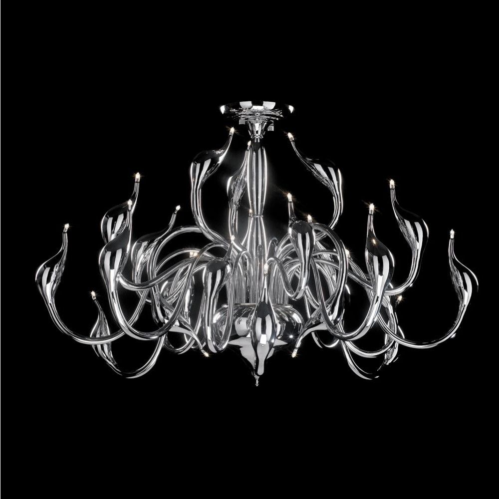Illuminati Swan 24 Light Chrome Low Ceiling Chandelier Cotterell Intended For Chandelier For Low Ceiling (View 14 of 15)