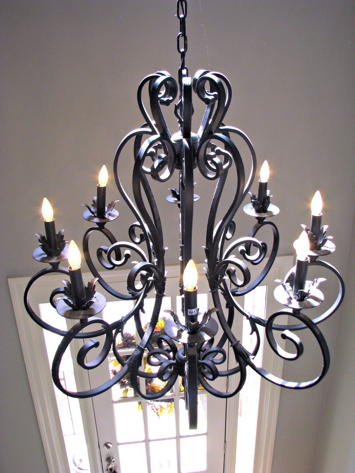 Iron Chandelier With Shades Roselawnlutheran Intended For Large Iron Chandelier (View 8 of 15)