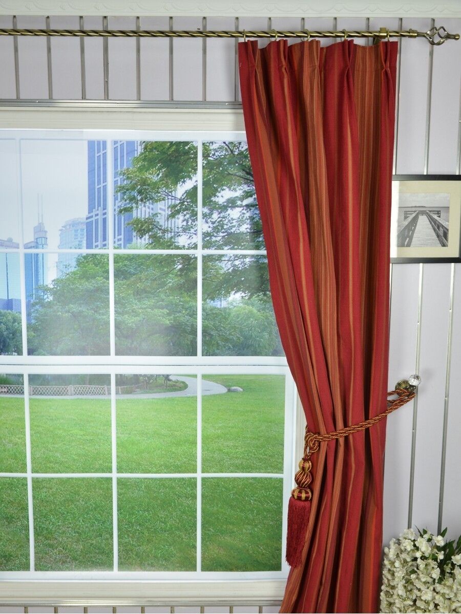 Irregular Striped Double Pinch Pleat Extra Long Curtains 108 120 Pertaining To Extra Long Red Curtains (Photo 14 of 15)