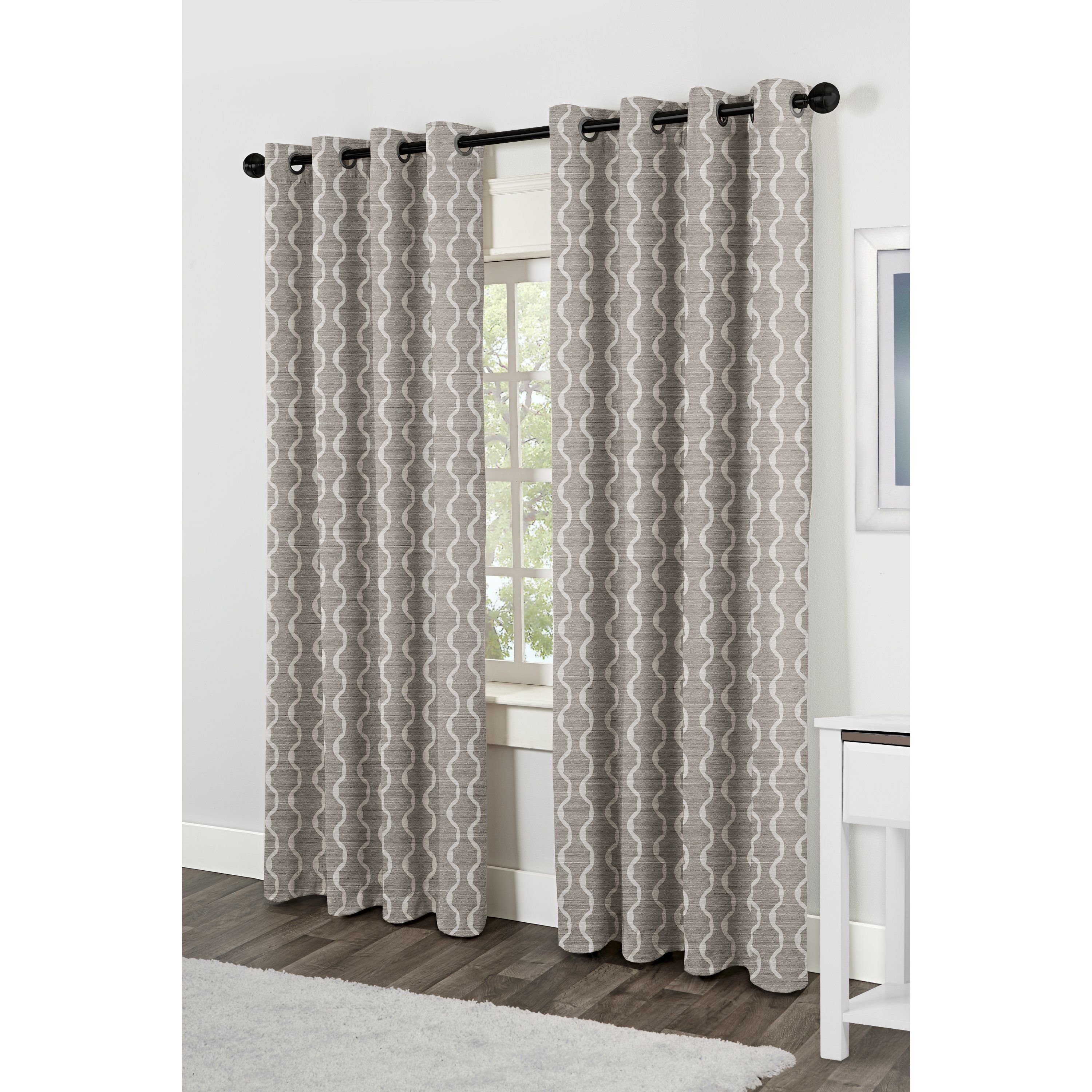 Jacquard Curtain Panels Within Textured Linen Curtains (Photo 9 of 15)