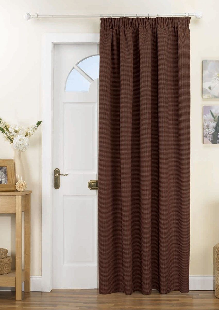Kent Thermal Door Curtain Chocolate Pencil Pleat Curtains Intended For Thermal Door Curtain (Photo 1 of 15)