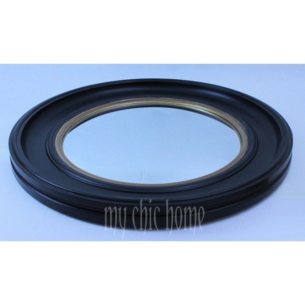 Large Black Convex Mirror Round 1930s Intended For Large Black Round Mirror (Photo 11 of 15)