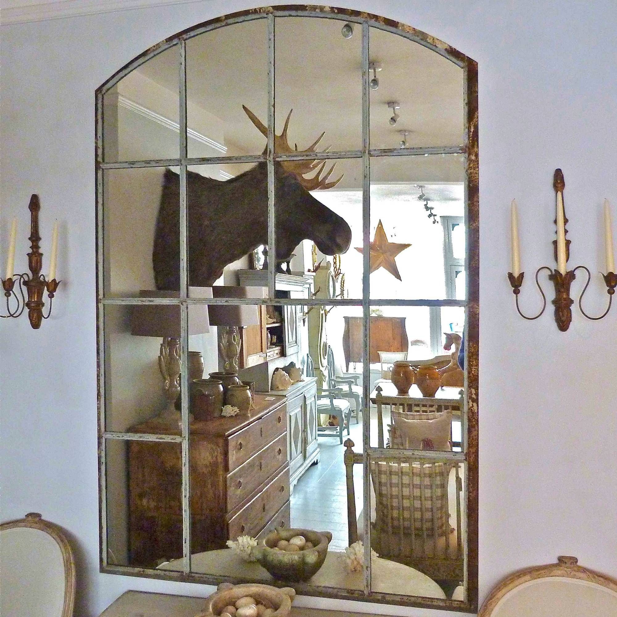 Large Cast Iron Slow Arched Window Frame Mirror In From Georgia Lacey In Large Arched Window Mirror (Photo 6 of 15)