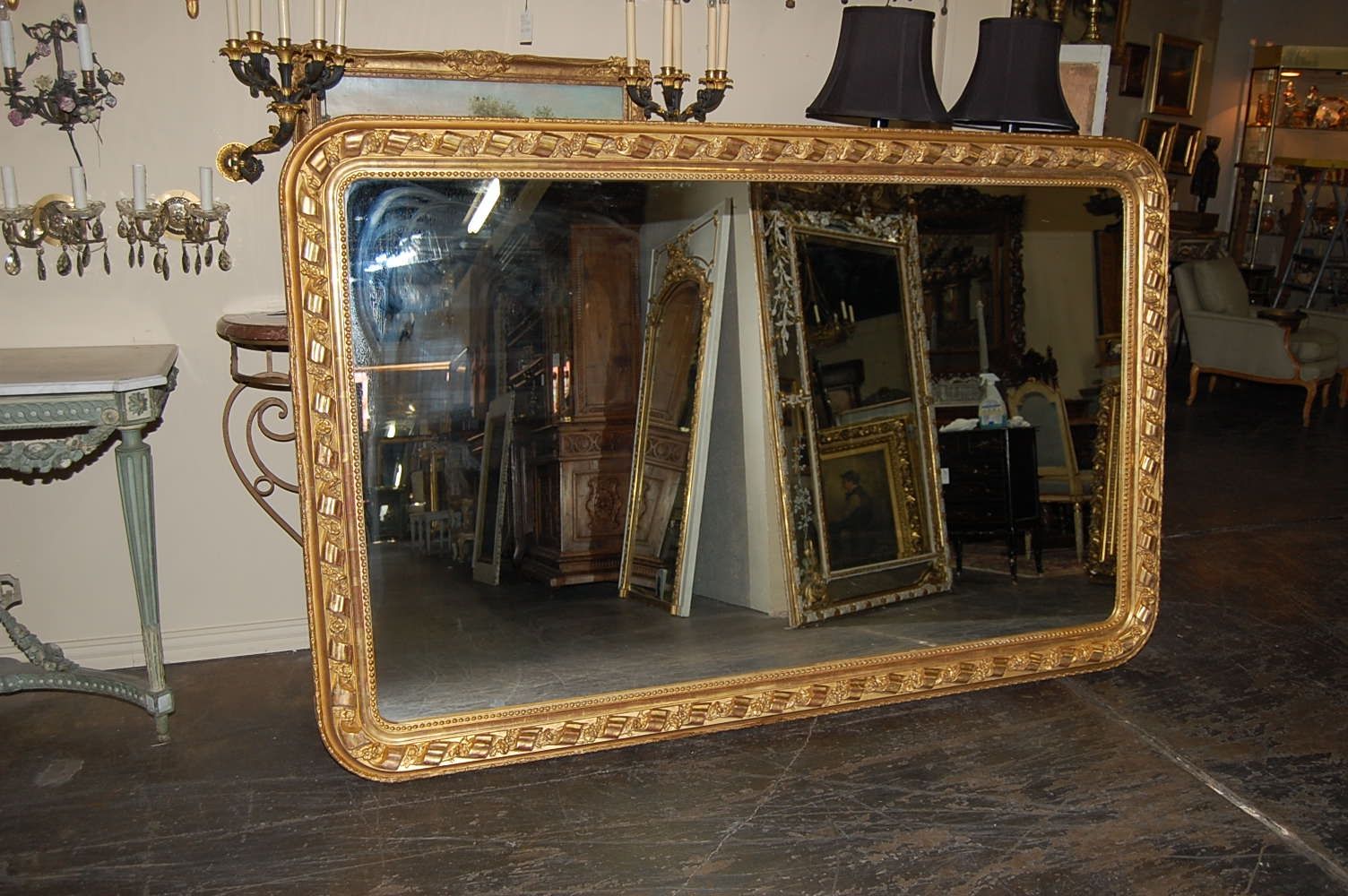 Large French Horizontal Mirror For Sale Antiques Classifieds Pertaining To Large Old Mirrors For Sale (Photo 1 of 15)