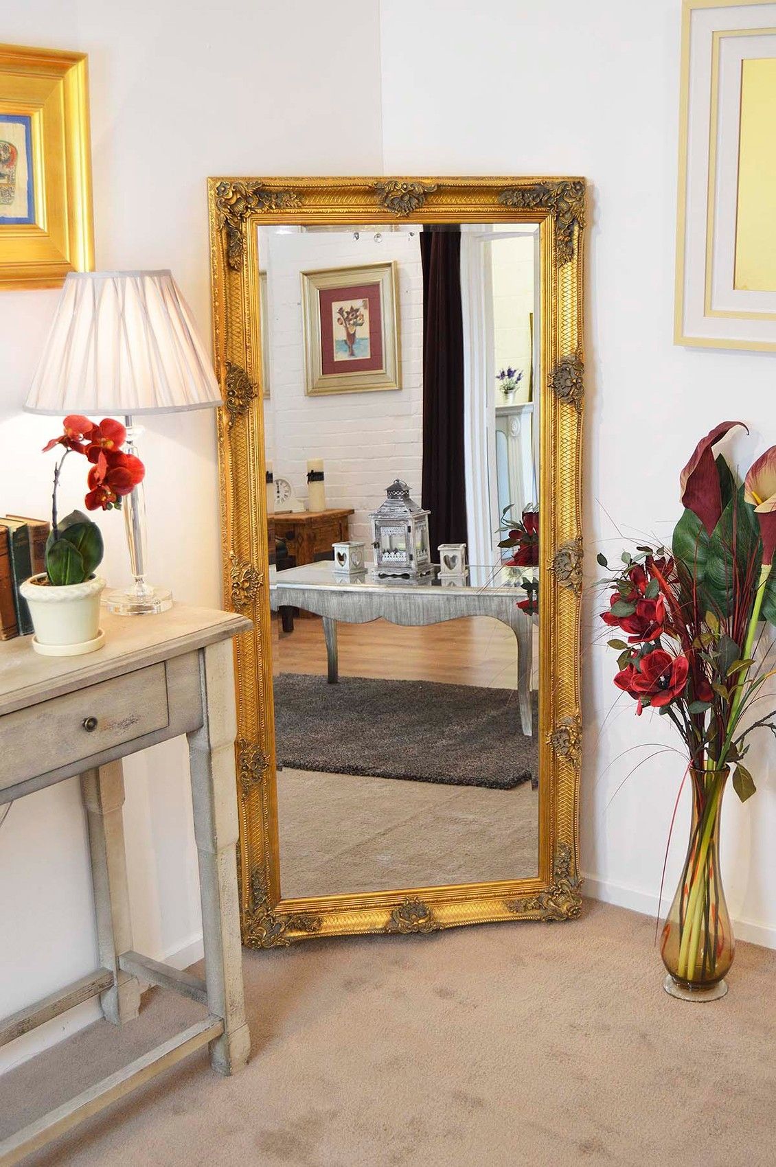 Large Gold Mirror Large Carved Gold Mirror Large Gold Mirror With Large Gold Antique Mirror (Photo 4 of 15)