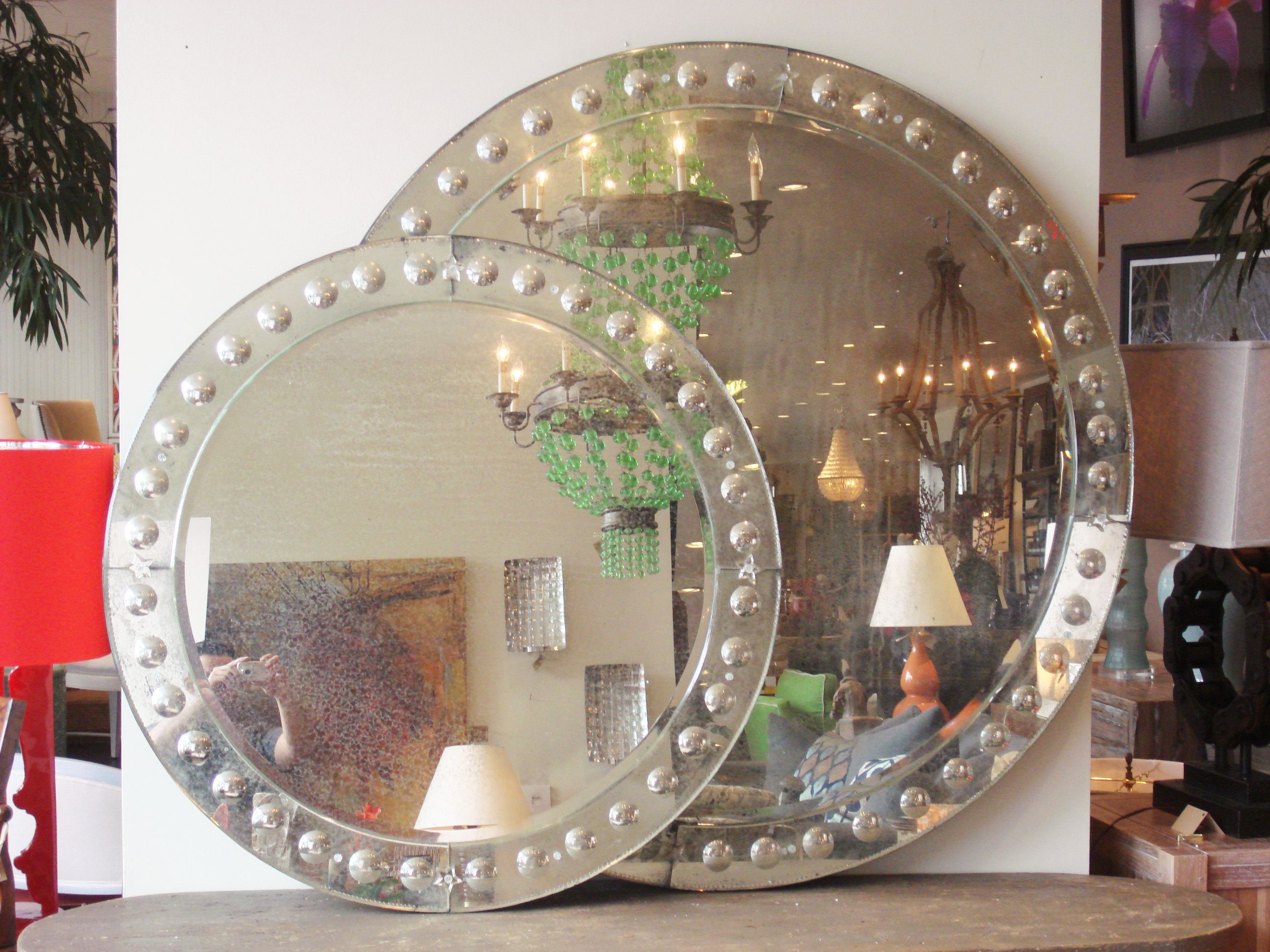 Large Round Antiqued Venetian Mirror Mecox Gardens Throughout Round Large Mirrors (View 11 of 15)