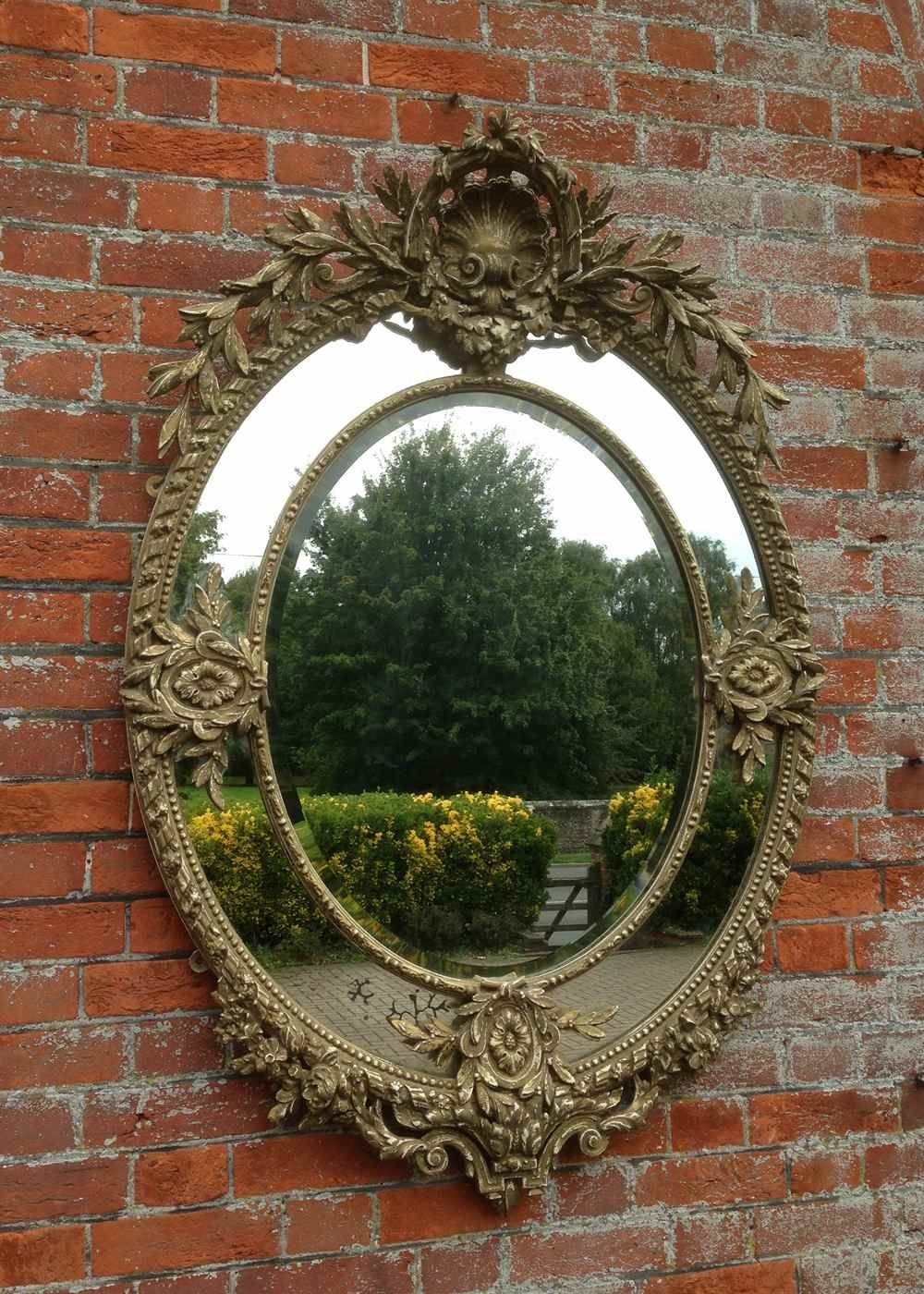 Large Wall Mirror Hand Painted Brown Teal Mirror Vintage Wall Regarding Ornate Vintage Mirror (Photo 8 of 15)