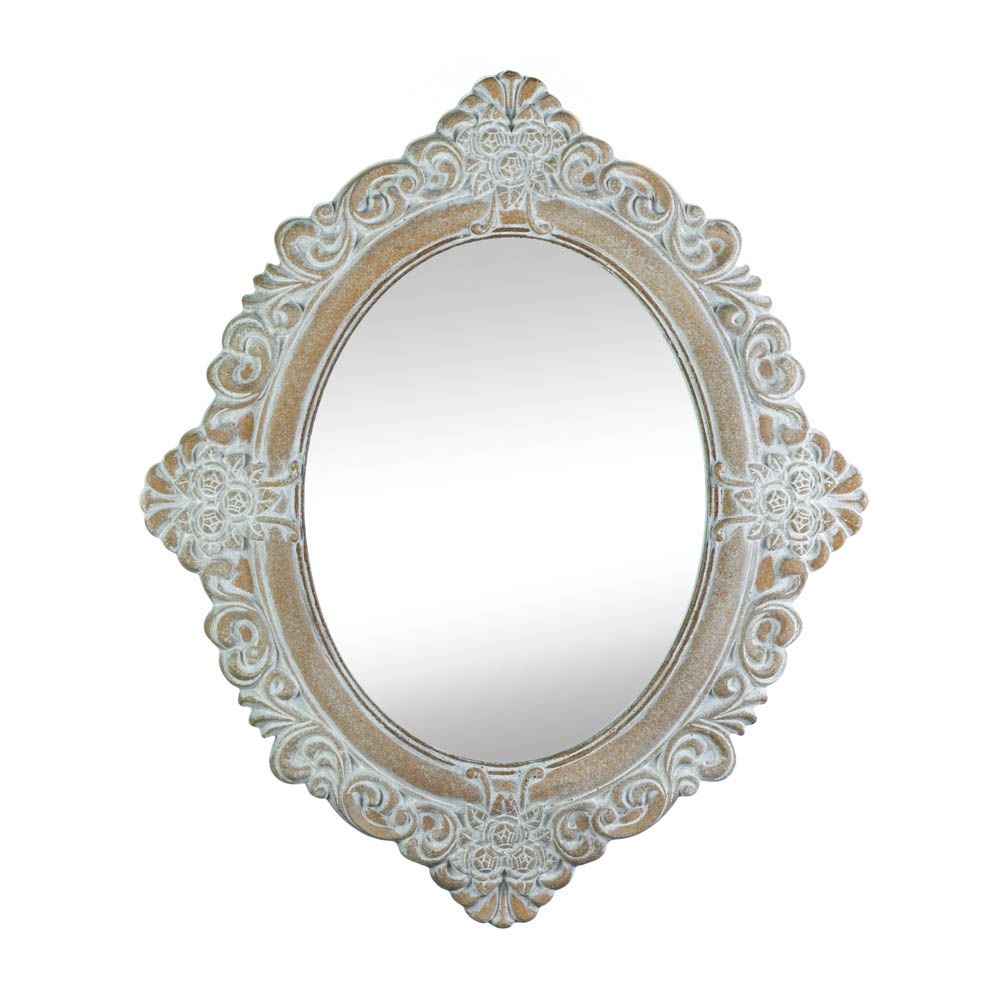 Large Wall Mirror Ornate Rustic Round Wall Mirrors Decorative Inside Oval White Mirror (Photo 10 of 15)