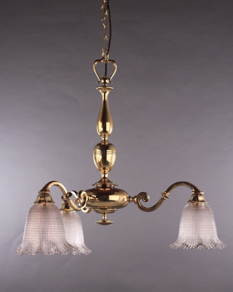 Lighting Cast Brass Edwardian Chandelier With Holophane Shades With Regard To Edwardian Chandelier (View 15 of 15)