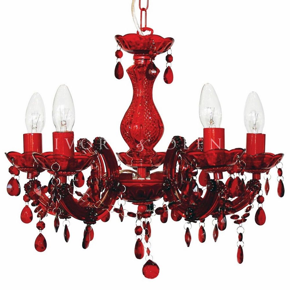 Love Red Vintage Marie Therese Crystal Chandelier Glass Post 5 Arm Inside Red Chandeliers (View 7 of 15)