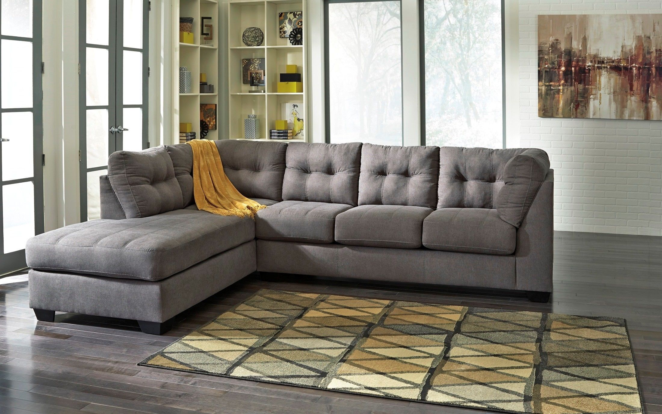 Maier Charcoal Laf Sectional From Ashley 45200 16 67 Coleman Intended For Ashley Furniture Gray Sofa (View 12 of 15)