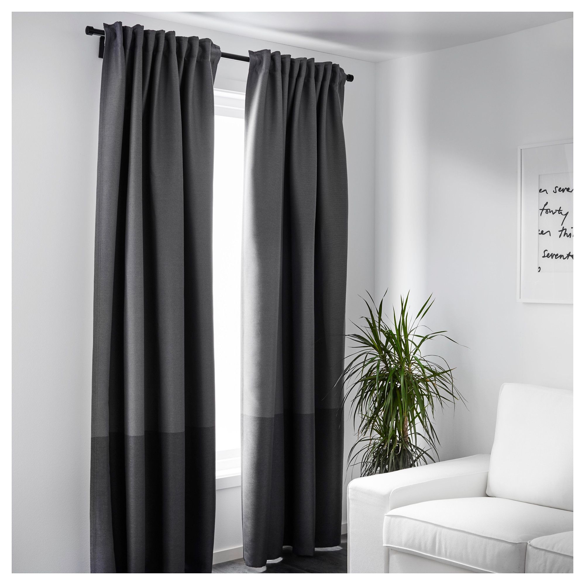 Marjun Blackout Curtains 1 Pair Ikea Inside White Thick Curtains (View 12 of 15)