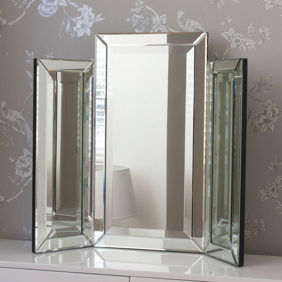 Medium Bevelled Dressing Table Triple Mirror Decorative Mirrors Intended For Decorative Table Mirrors (View 13 of 15)