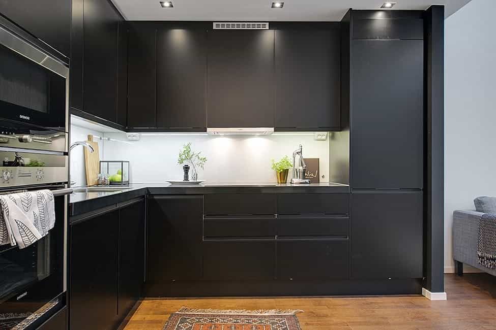 Featured Photo of Minimalist Dark Apartment Kitchen Interior