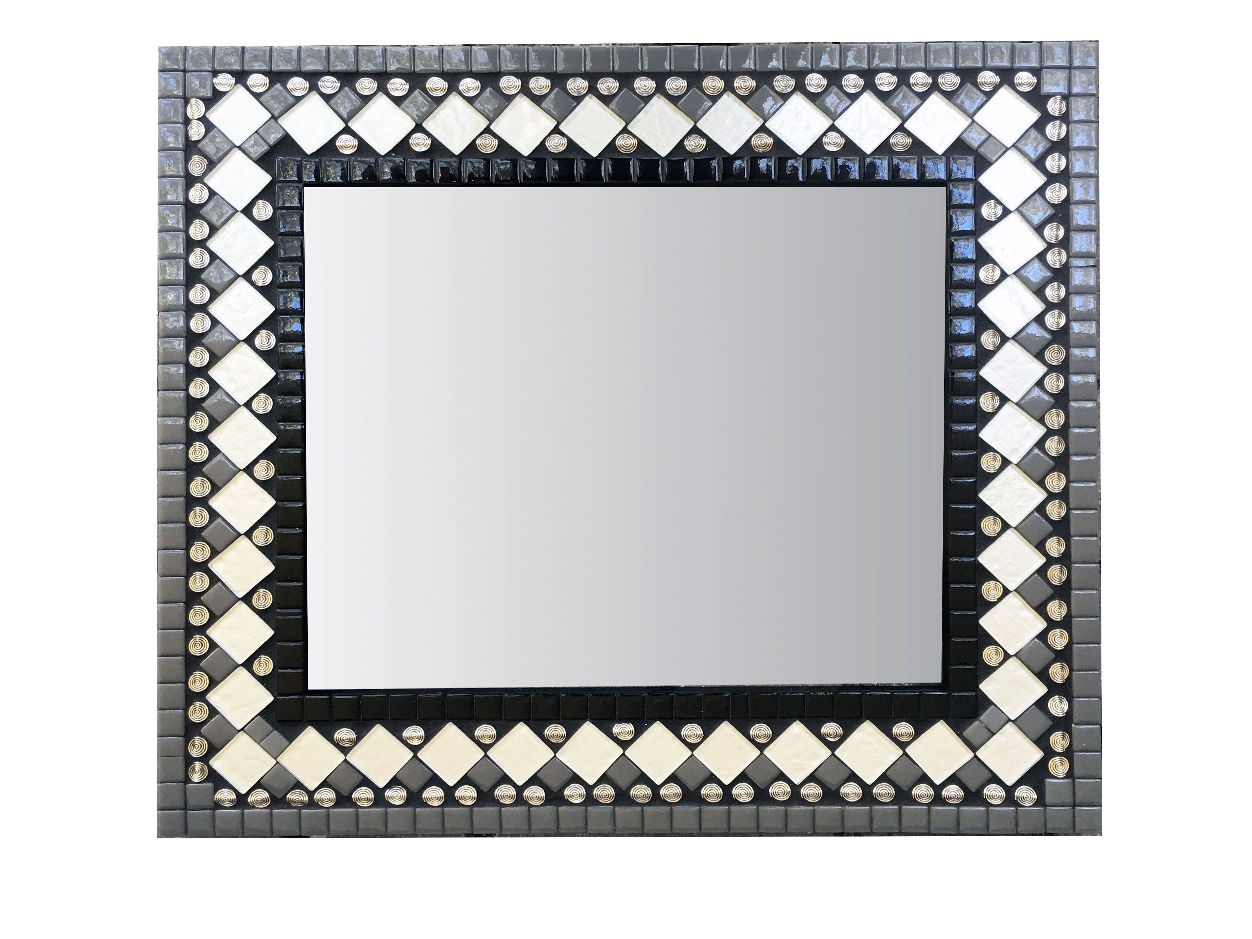 Modern Black And White Geometric Mosaic Mirror Inside Black Mosaic Mirror (View 9 of 15)