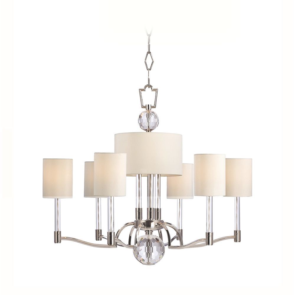 Modern Chandelier With White Shades In Polished Nickel Finish Pertaining To Modern Chandelier (View 15 of 15)