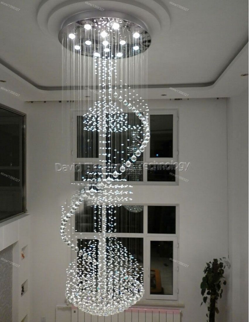 Modern Led Long Big Spiral Staircase Crystal Chandeliers Light In Long Hanging Chandeliers (View 7 of 15)