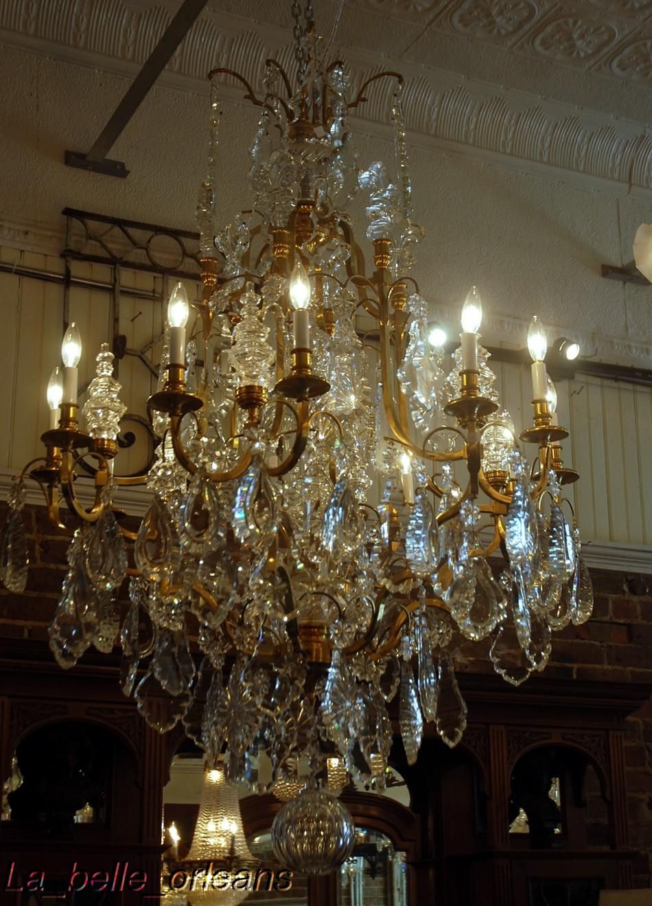 Monumental Pair French Crystal Bronze Chandeliers For Sale In French Crystal Chandeliers (View 9 of 15)