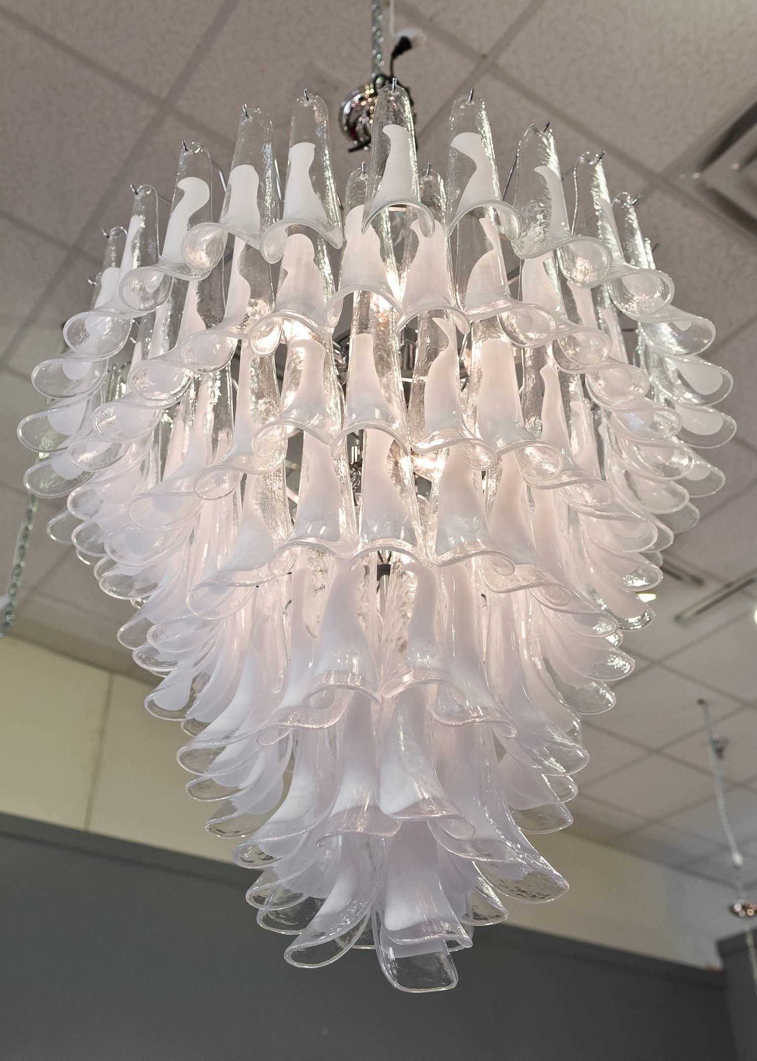 Murano Crystal Opaline Glass Chandelier Jean Marc Fray Pertaining To Glass Chandelier (Photo 4 of 15)