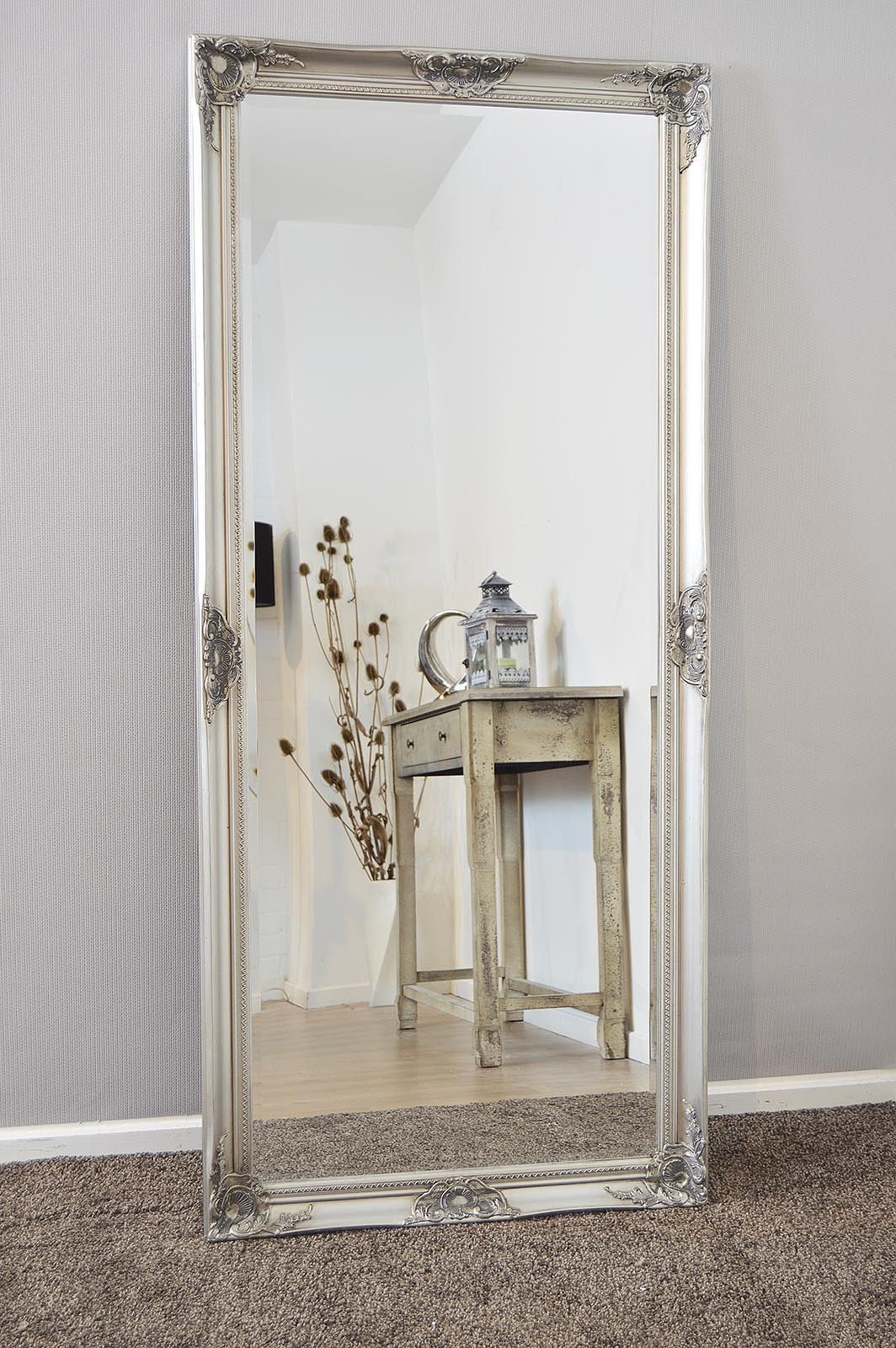 New Large Silver Decorative Shab Chic Wall Mirror 5ft3 X 2ft5 With Regard To Shabby Chic Wall Mirrors (View 8 of 15)