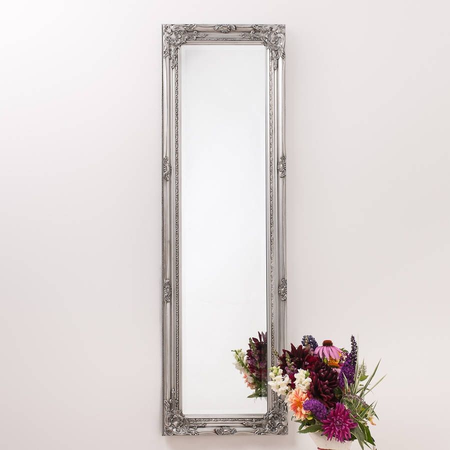 Ornate Vintage Silver Pewter Mirror Full Length Hand Crafted Pertaining To Vintage Full Length Mirrors (View 4 of 15)