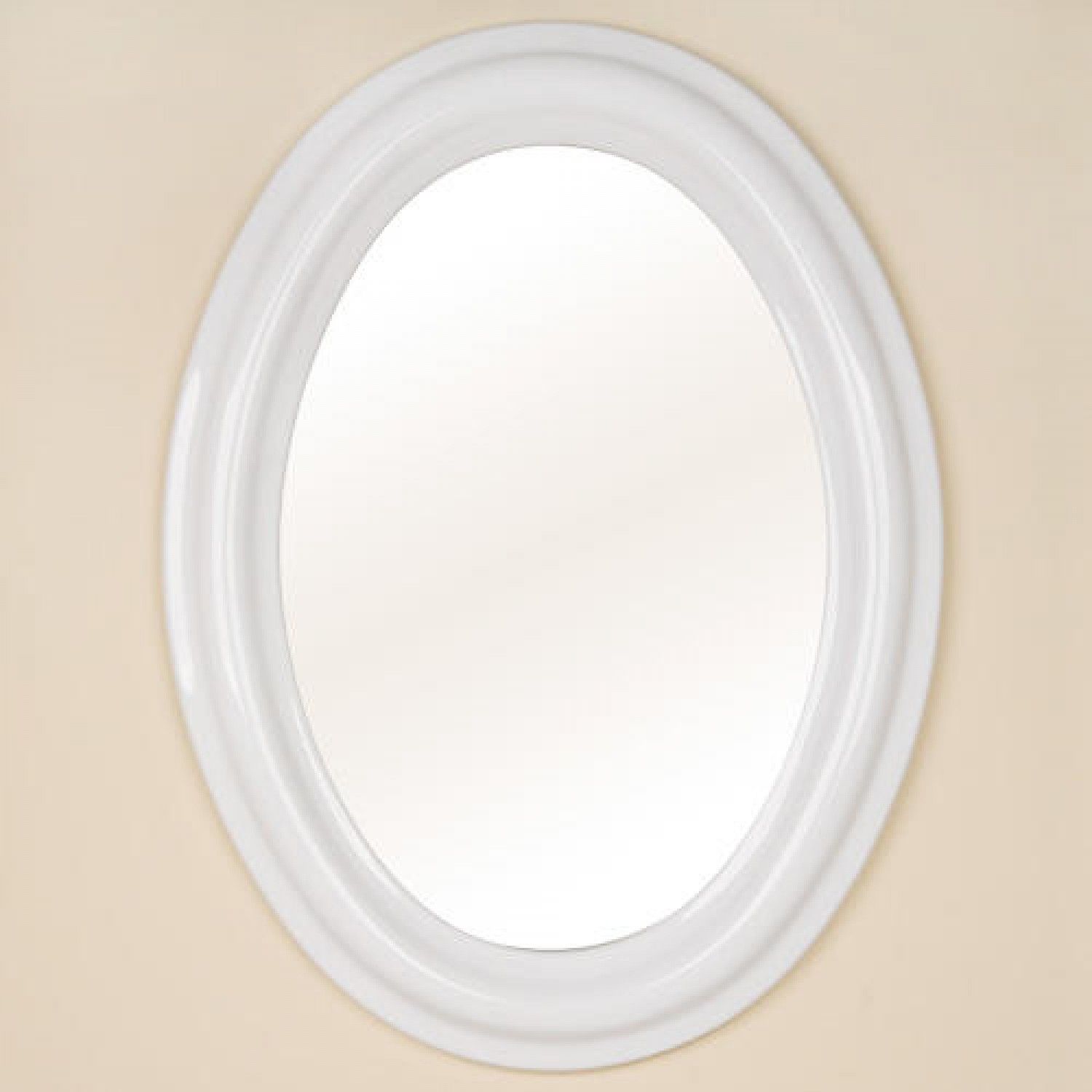 Oval Ceramic Mirror White Bathroom Regarding White Oval Mirror (View 2 of 15)